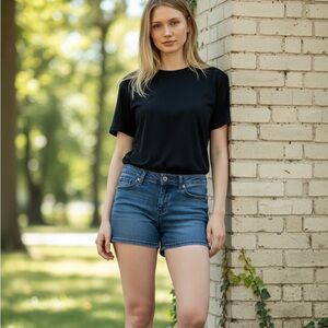 Seven7 Blue Denim Skirt with Brown Accents size 4 women